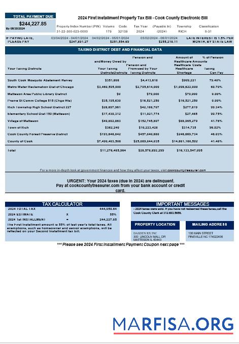 США Cook Country Electronic Счёт Бизнес Счёт за коммунальные услуги Счёт Скачать Word and PDF Пример образец