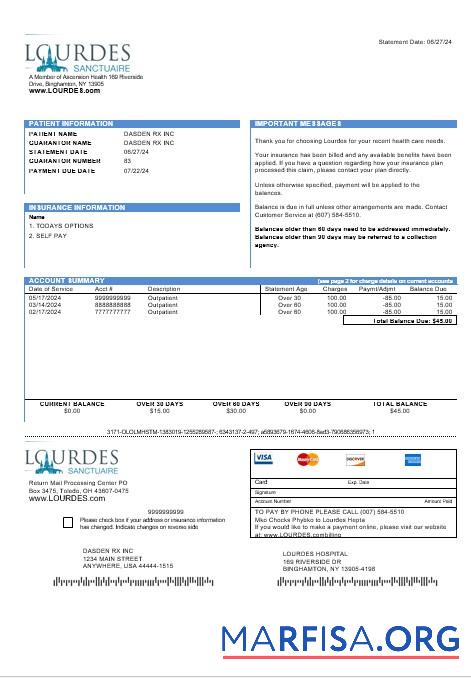 Премиум США Lourdes Бизнес Счёт за коммунальные услуги Счёт Шаблон in Word and PDF Форматы