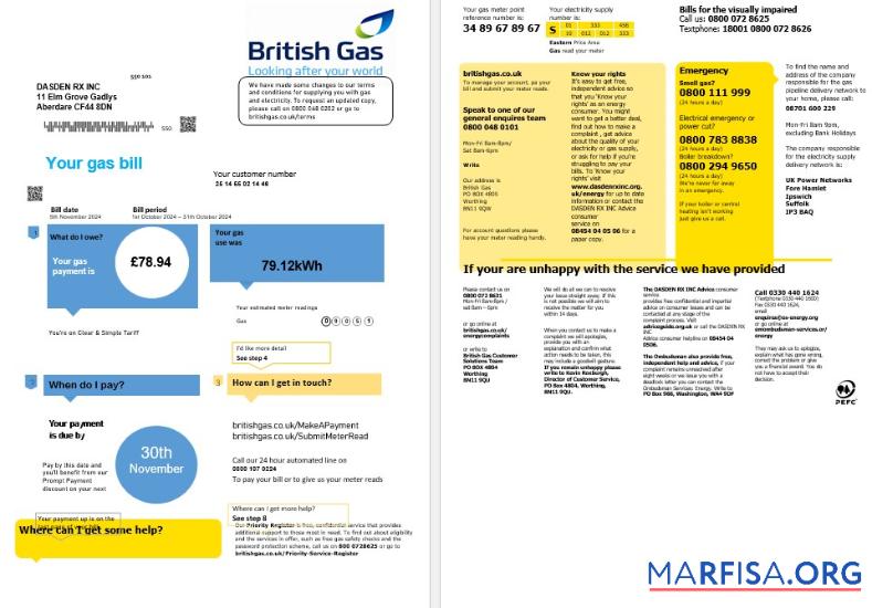 Редактируемый Великобритания British Газ Бизнес Счёт за коммунальные услуги Счёт Шаблон in Word and PDF Форматы fully Редактируемый (2 pages) Версия 1