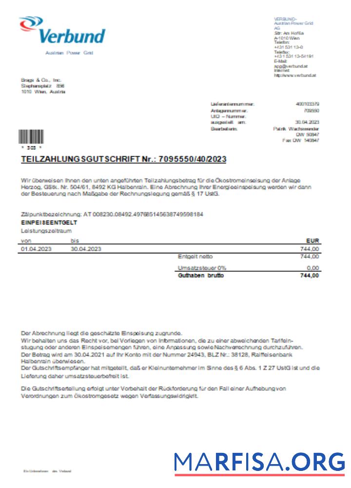 Verbund Austrian Power Сетка Счёт за коммунальные услуги Бизнес Счёт, SCR шаблон