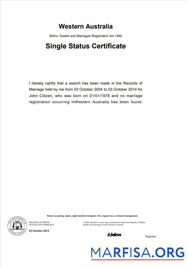 Professionell Australien Western Australien Scheidung Zertifikat Vorlage in Word Format