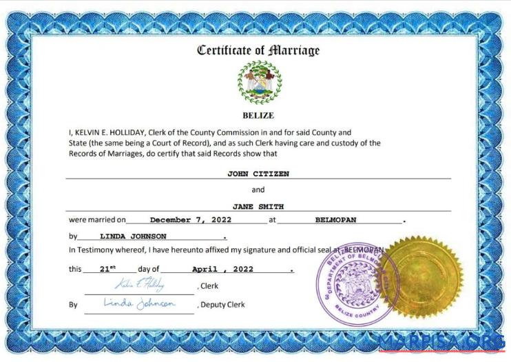 Realistisch Belize Ehe Zertifikat Word and PDF Vorlage