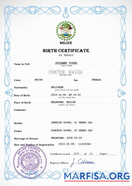 Realistisch Belize vital record Geburt Zertifikat PSD Vorlage