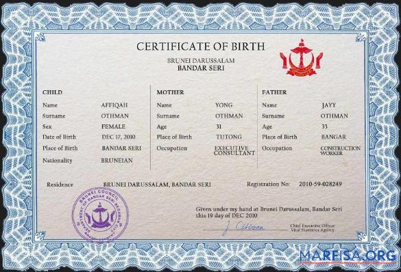 Realistisch Brunei vital record Geburt Zertifikat PSD Vorlage