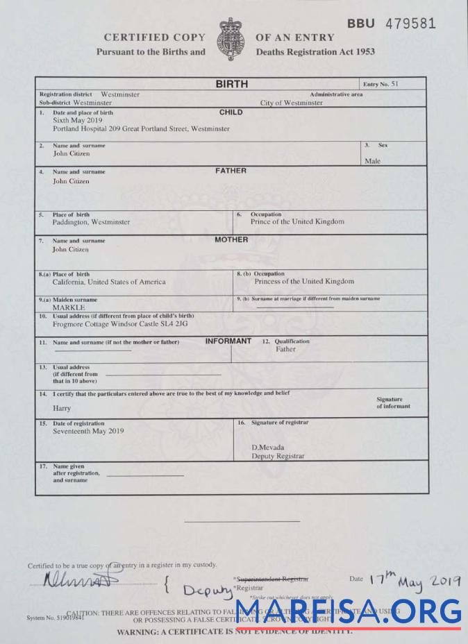 England Births and Deaths Registrierung Geburt Zertifikat Mockup