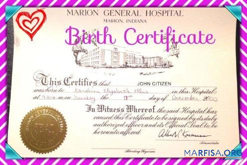 Indien Marion General hospital Geburt Zertifikat Mockup