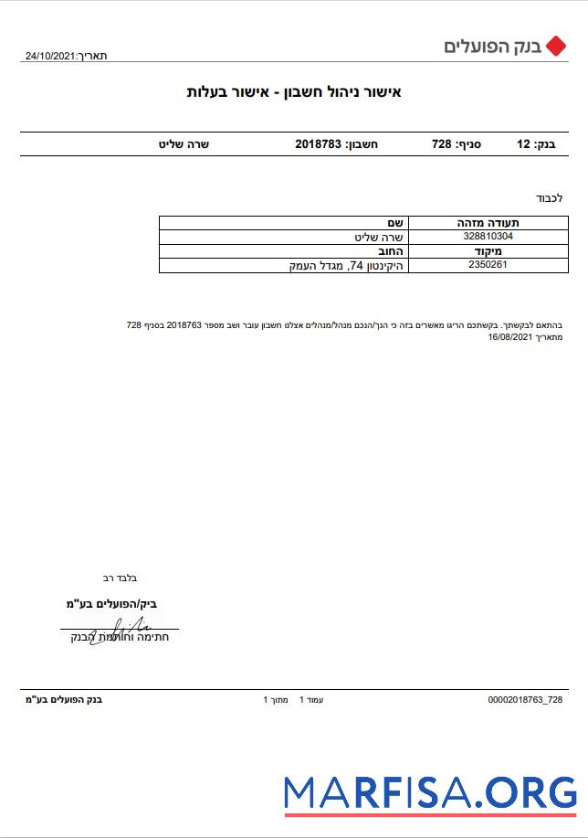 Hohe Qualität Israel Bank of Hapoalim Konto management ΓÇô ownership Zertifikat Vorlage in Word and PDF Format