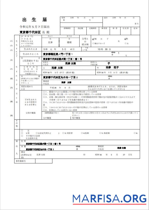 Premium Japan Geburt Zertifikat (µùÑµ£¼πü«σç║τöƒΦ¿╝µÿÄµ¢╕) Word and PDF Vorlage, fully Bearbeitbar