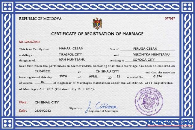 Premium Moldawien Ehe Zertifikat PSD Vorlage
