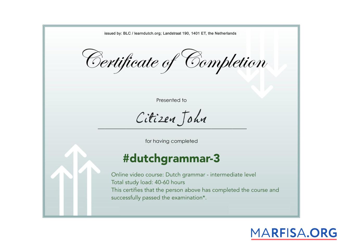 Niederlande language grammar Zertifikat of completion PSD Probe, completely Bearbeitbar Design