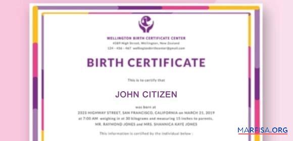 Neuseeland Wellington Geburt Zertifikat center Geburt cerificate Mockup