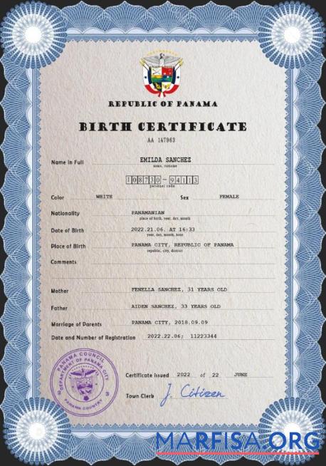 Realistisch Panama vital record Geburt Zertifikat PSD Vorlage