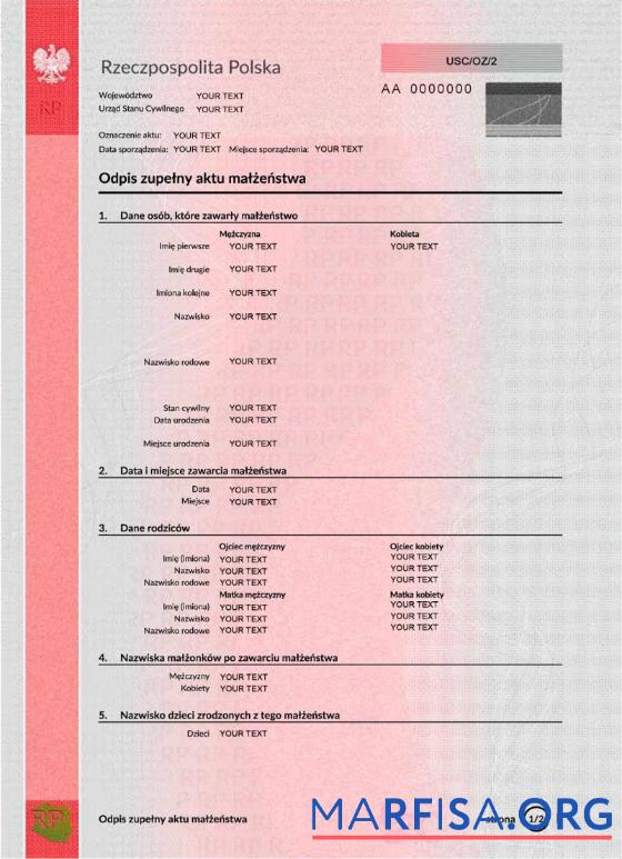 Polen Ehe Zertifikat PSD 1 Vorschau