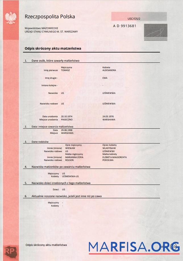 Hohe Qualität Polen Ehe Zertifikat Vorlage in Word and PDF Format, Rosa