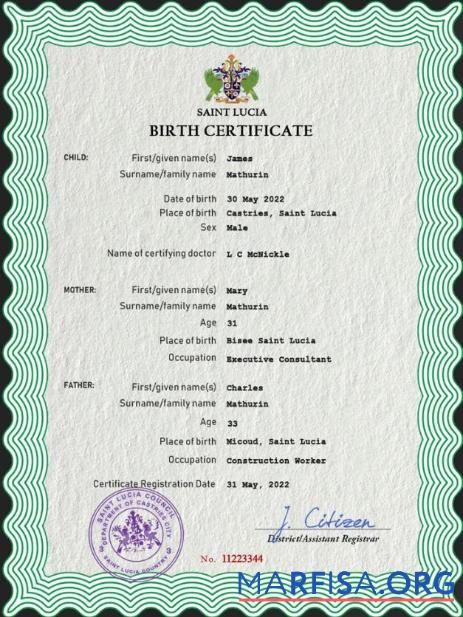 Realistisch Saint Lucia vital record Geburt Zertifikat PSD Vorlage