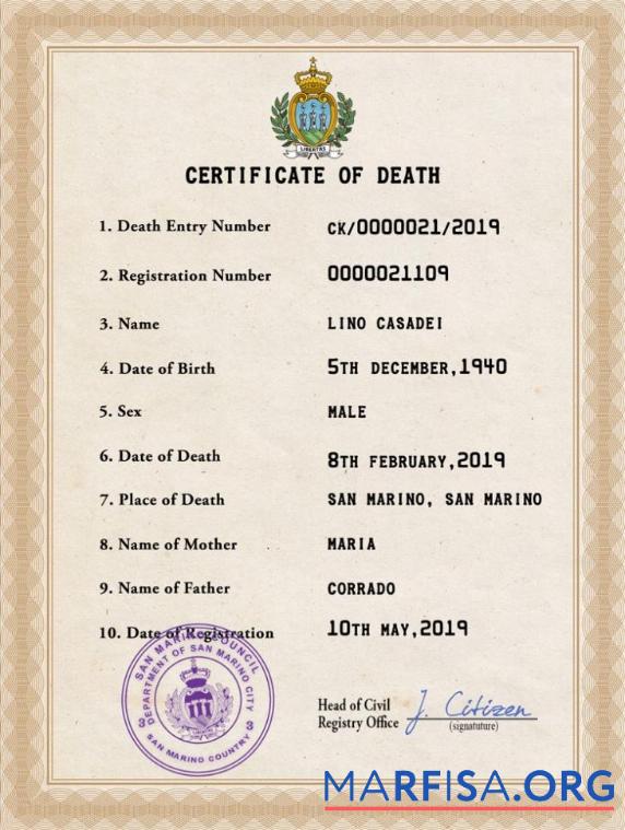 Bearbeitbar Samoa vital record Tod Zertifikat PSD Vorlage