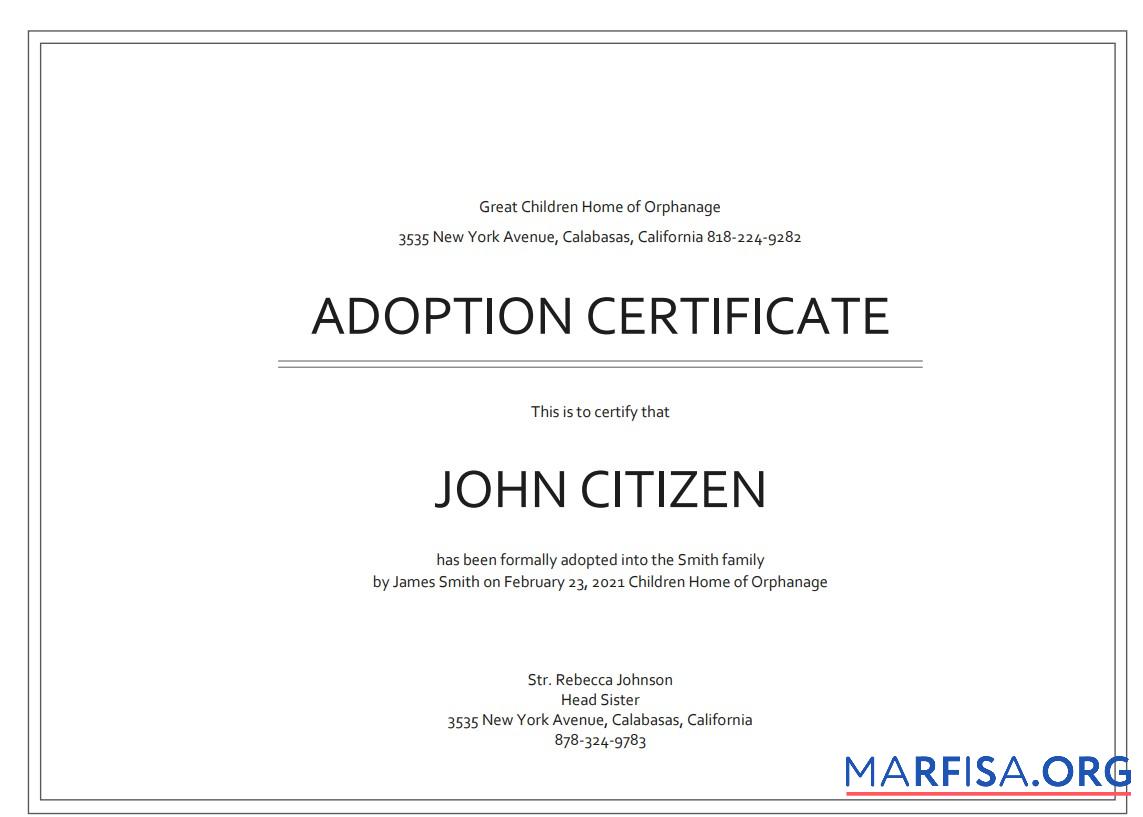 USA Adoption Zertifikat Design