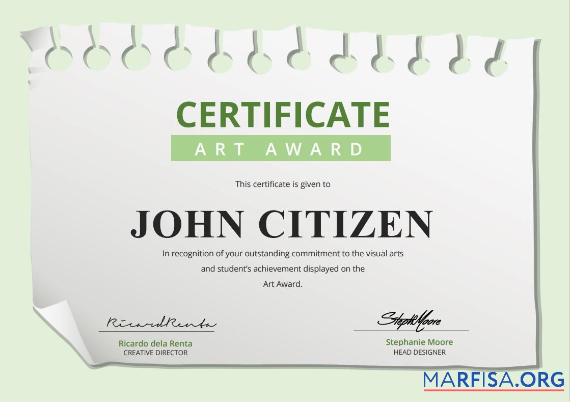Premium USA Kunst Award Zertifikat Vorlage in Word and PDF Format
