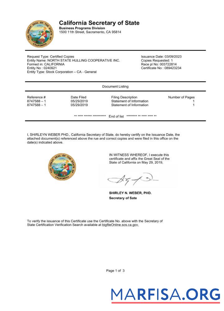 Bearbeitbar USA California State Dokument Autentication Zertifikat Word and PDF Vorlage
