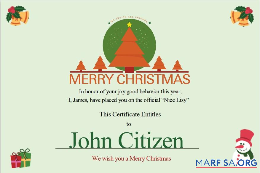 USA Christmas Gift cert Vorschau