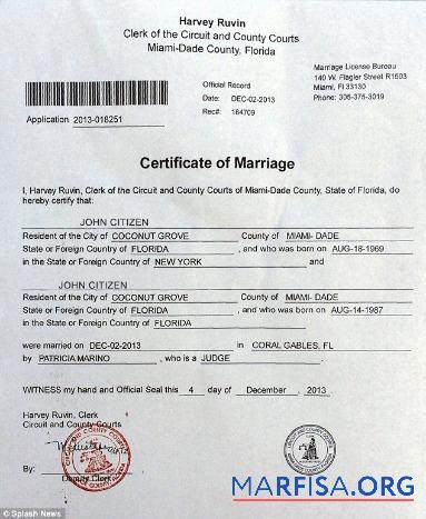 USA Circuit and county courts Ehe Zertifikat Vorschau