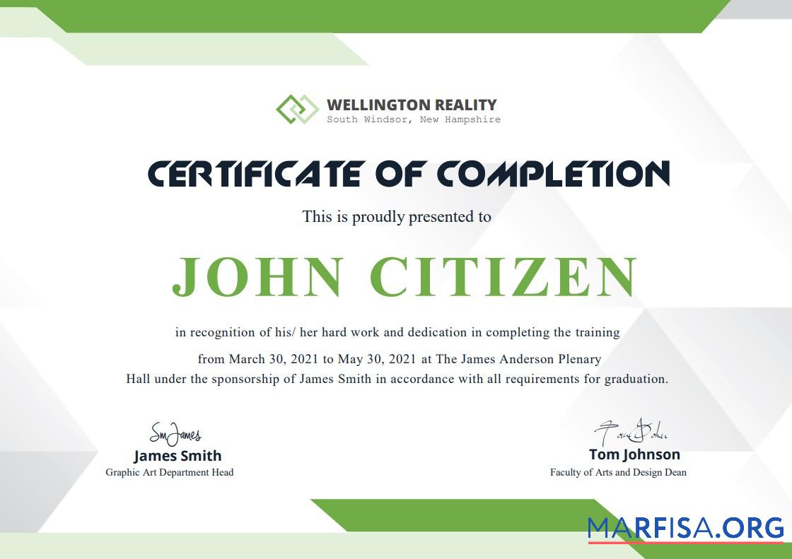 Premium USA Completion Zertifikat Vorlage in Word and PDF Format, Version 2