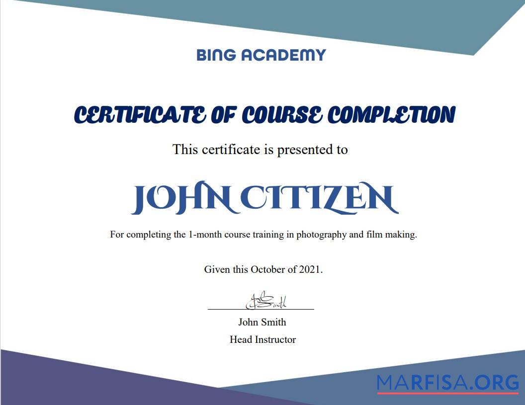Premium USA Course Completion Zertifikat Vorlage in Word and PDF Format