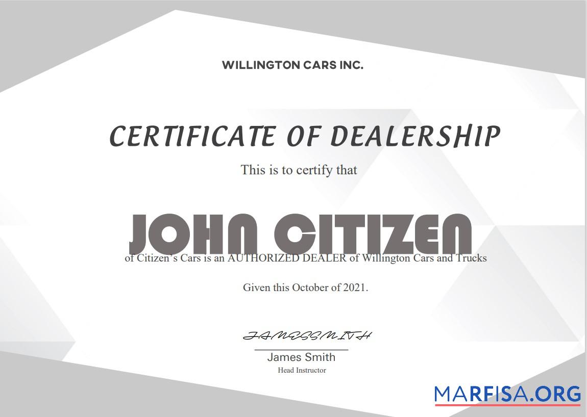 USA Dealership Completion cert Probe