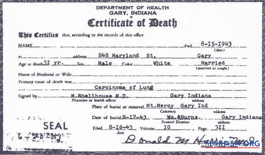 USA Department of Gesundheit Indiana Tod Zertifikat Design