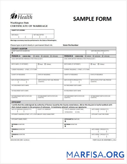 USA Department of Gesundheit Ehe Zertifikat Design