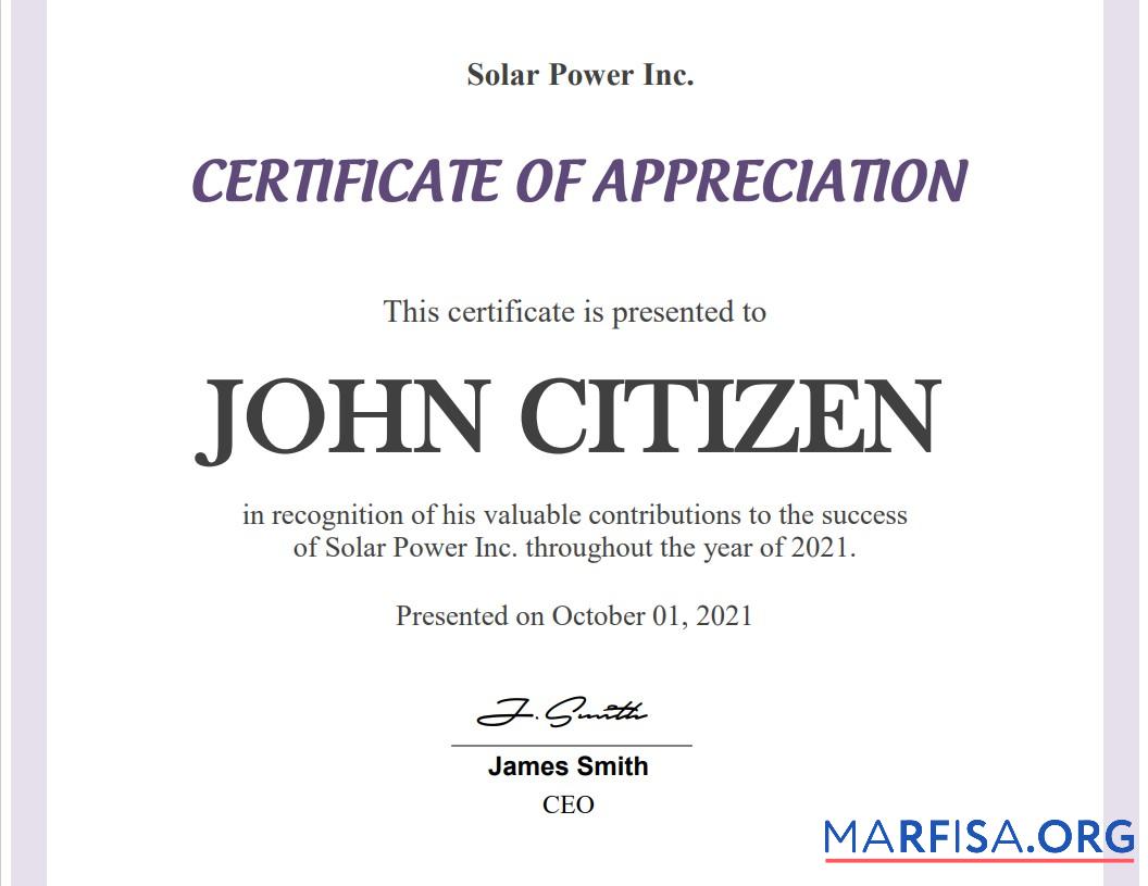 USA Employee Appreciation cert Vorschau