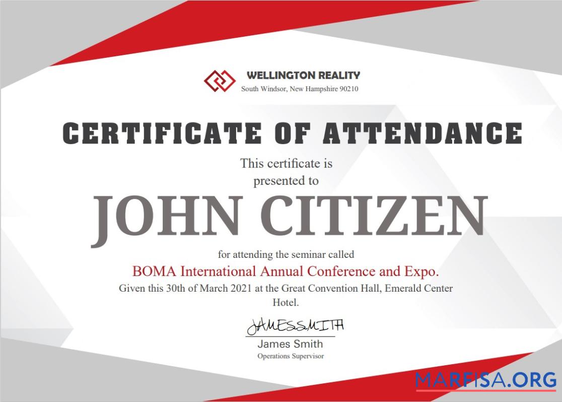 USA Employee Attendance Cert Mockup