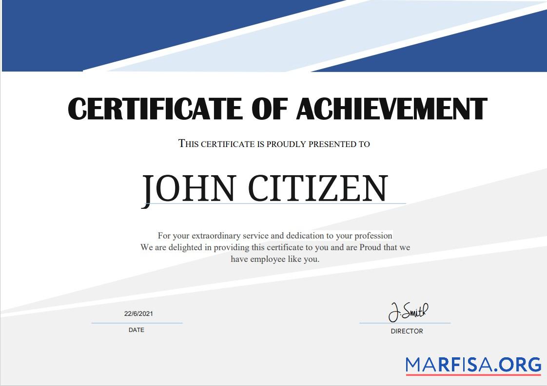 USA Employee Thank You Achievement cert Vorlage