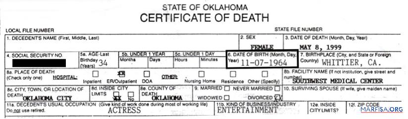 USA Government of Oklahoma Tod Zertifikat Probe