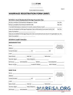 USA Ehe Registrierung Formular Design
