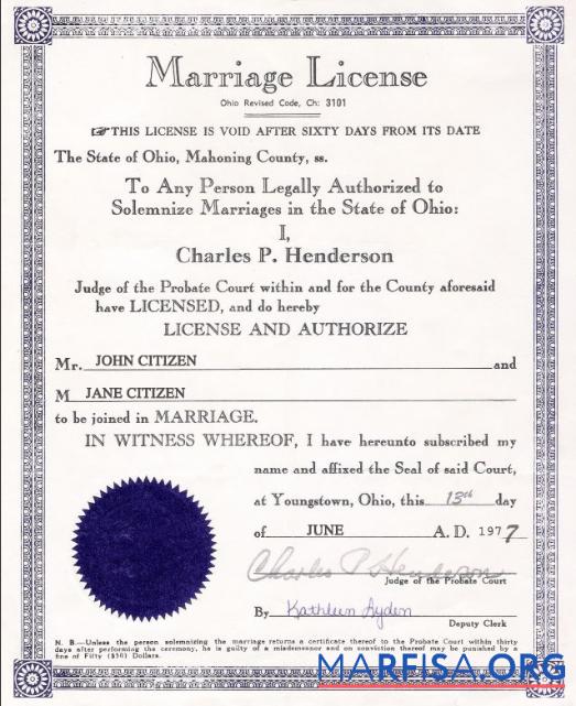 USA Ohio Ehe cert Mockup