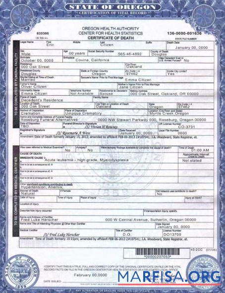 USA Oregon Tod cert Probe
