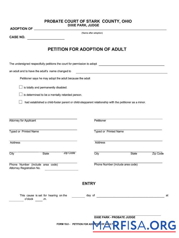 USA Probate court of Stark adoption Zertifikat Probe