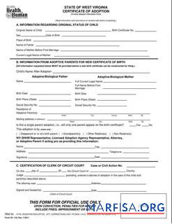 USA Register office of West Virginia adoption Zertifikat Design