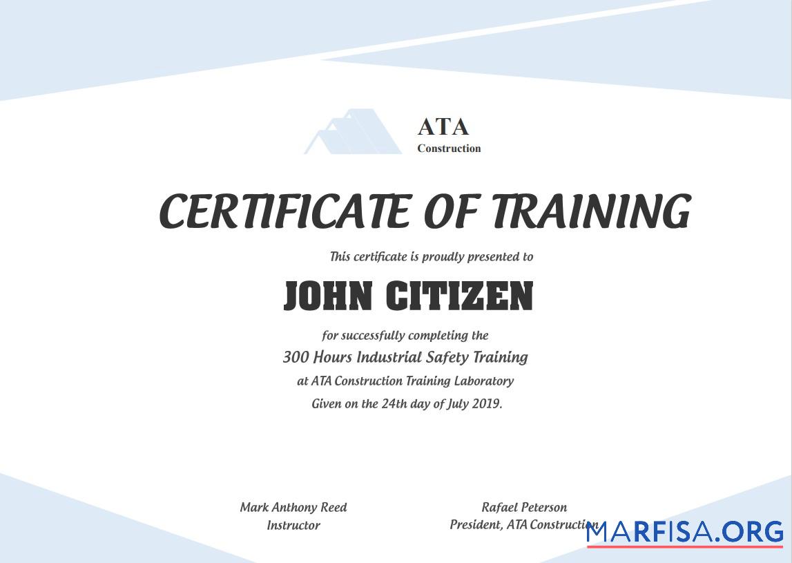 USA Safety Training cert Design