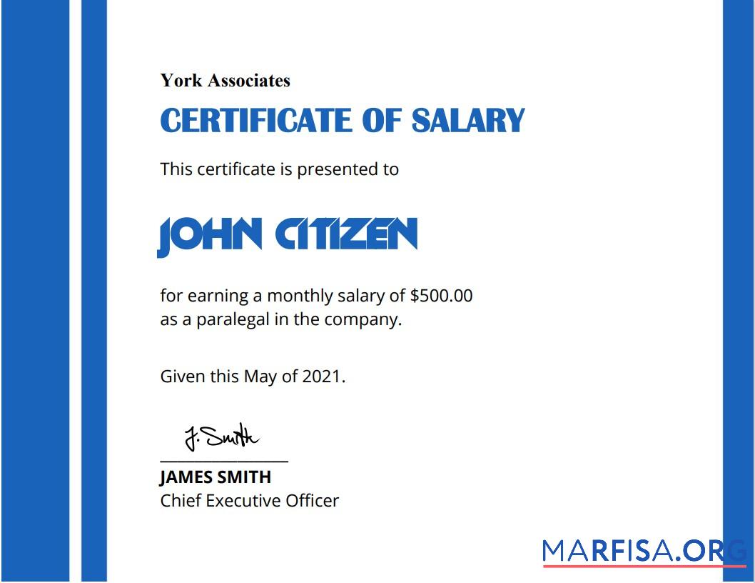 USA Salary Zertifikat Design