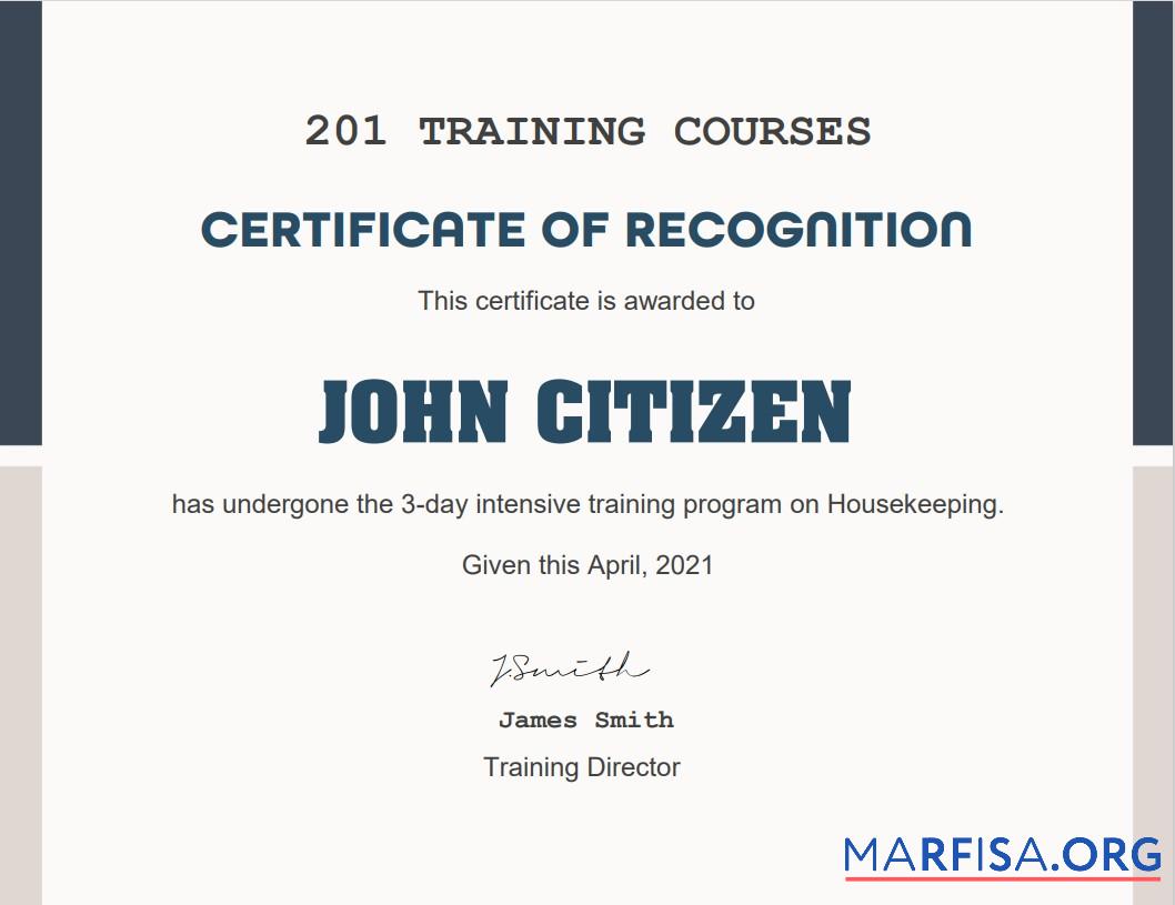 USA Training Course cert Vorschau