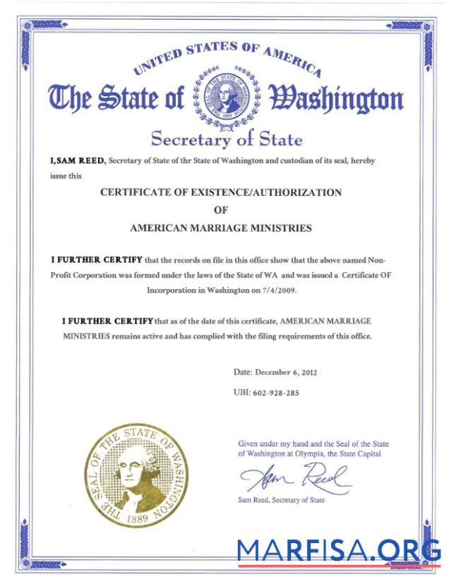 Hohe Qualität USA Washington state Ehe Zertifikat Vorlage in PSD Format