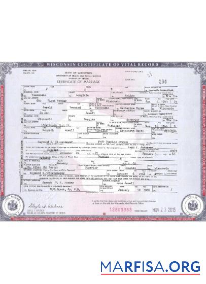 USA Wisconsin Zertifikat of Ehe Design