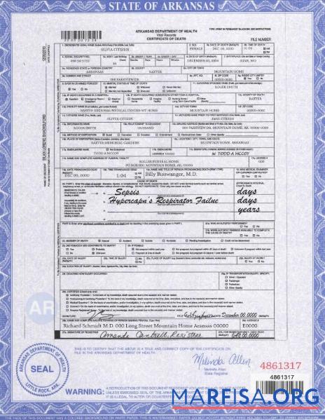 Hohe Qualität USA state Arkansas Tod Zertifikat Vorlage in PSD Format