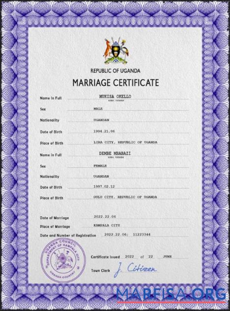 Realistisch Uganda Ehe Zertifikat PSD Vorlage