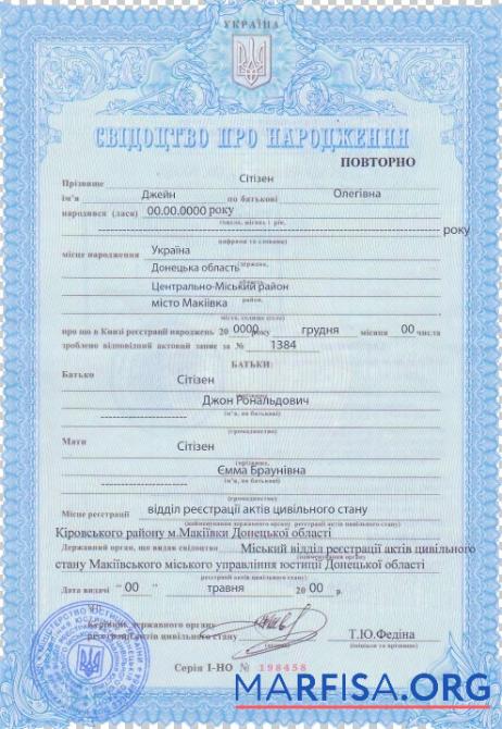 Professionell Ukraine Geburt Zertifikat Vorlage in PSD Format