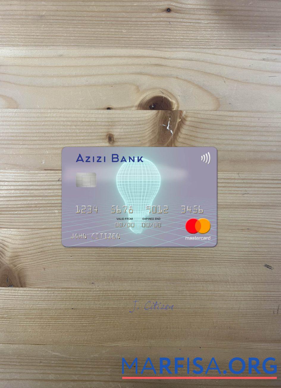 Афганистан Azizi Банковский mastercard фотообраз Лицевая сторона дизайн