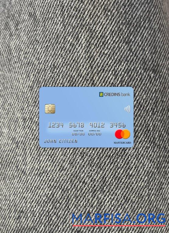Албания Credins Банковский mastercard фотообраз Лицевая сторона шаблон