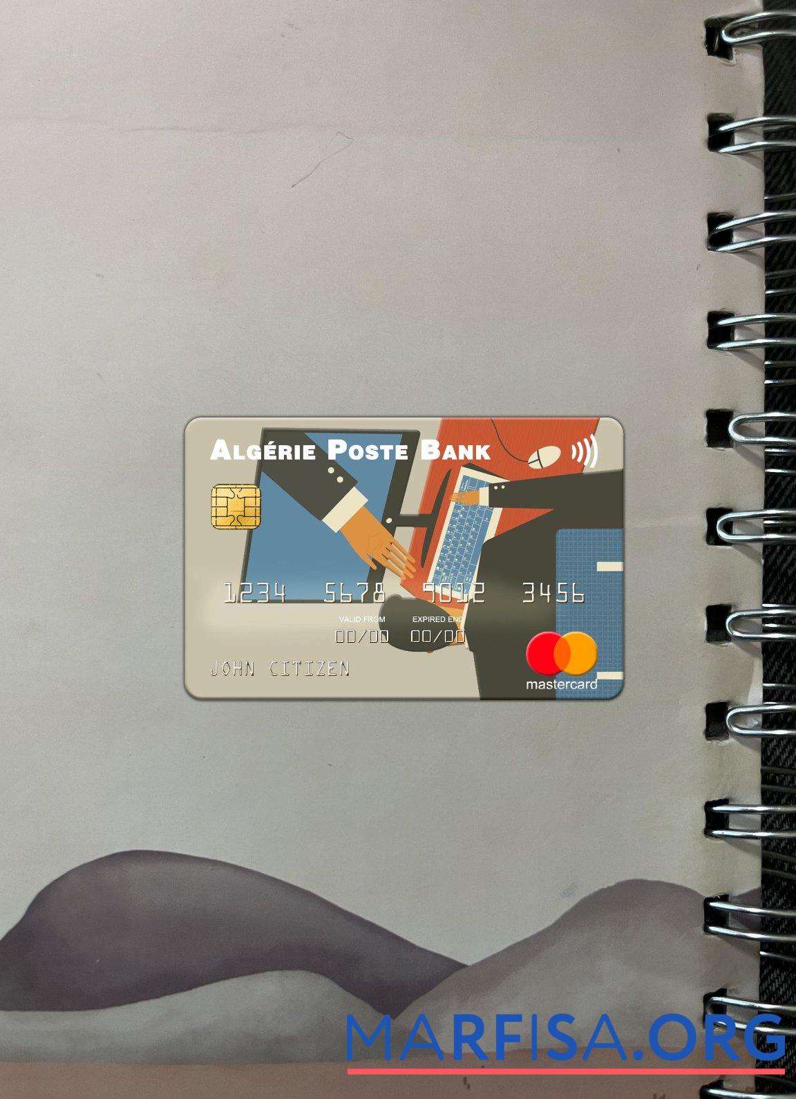 Алжир Alge╠ürie Poste Банковский mastercard фотообраз Лицевая сторона образец
